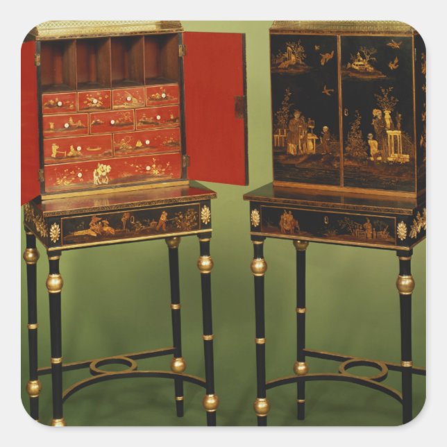 32:Two Chinoiserie cabinets, c.1770 Square Sticker (Front)