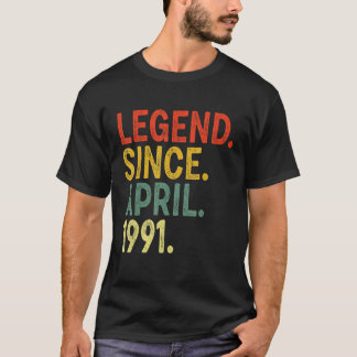 32 Year Old Legend Since April 1991 32nd Birthday T-Shirt