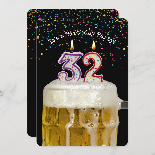 32nd Birthday Beer Party Invitation (Front/Back)