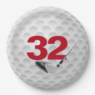 32nd Birthday Golf Ball Design  Paper Plate
