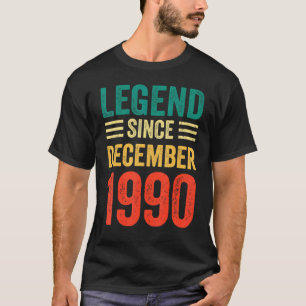 32nd Birthday Legend Since December 1990 32 Years  T-Shirt