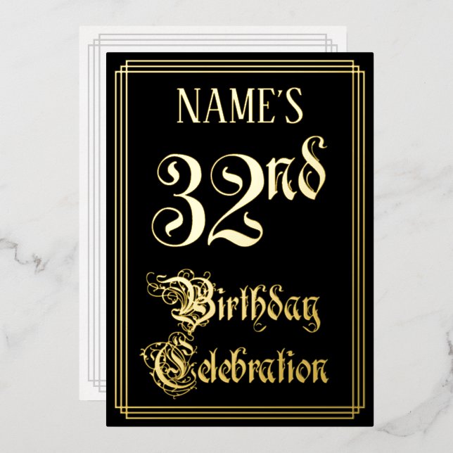 32nd Birthday Party — Fancy Script & Custom Name (Front/Back)