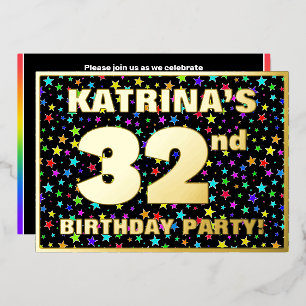 32nd Birthday Party — Fun, Colourful Stars Pattern