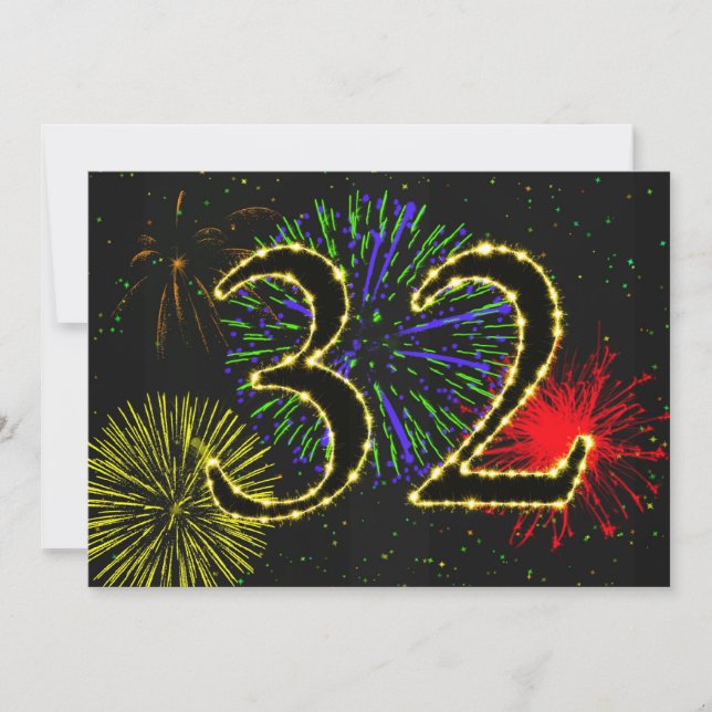 32nd birthday party invitate invitation (Front)