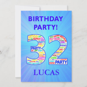 32nd Birthday Party Invitation Add a Name