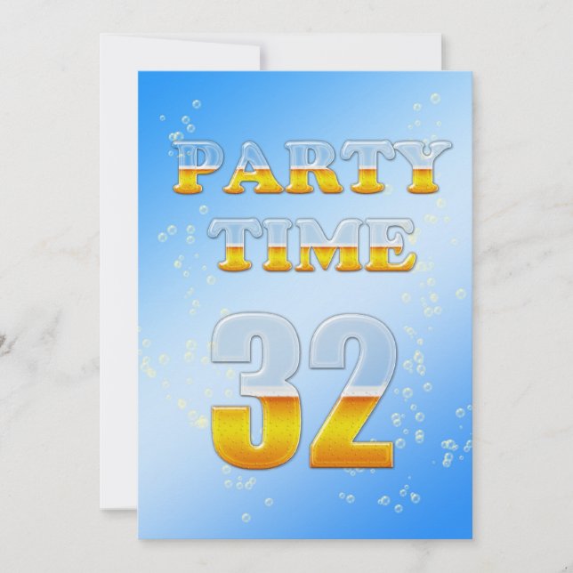 32nd birthday party invitation with beer (Front)