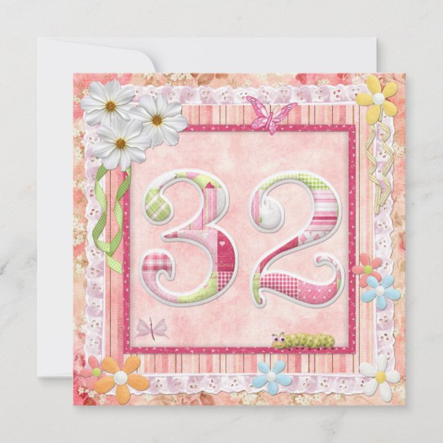 32nd birthday party scrapbooking style invitation (Front)