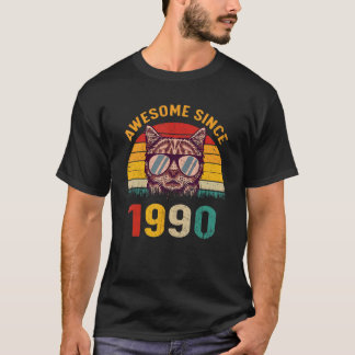 32nd Birthday Vintage Cat  32 Years Awesome Since  T-Shirt