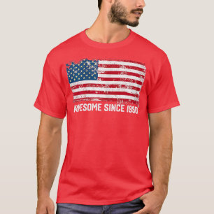 32nd birthday, vintage usa , Awesome since 1990 T-Shirt