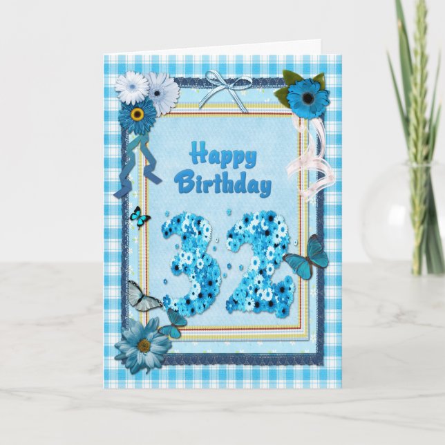 32nd Birthday with a scrapbook effect Card (Front)