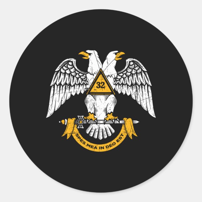 32Nd Degree Masonic Scottish Rite Wings Down Fathe Classic Round Sticker (Front)