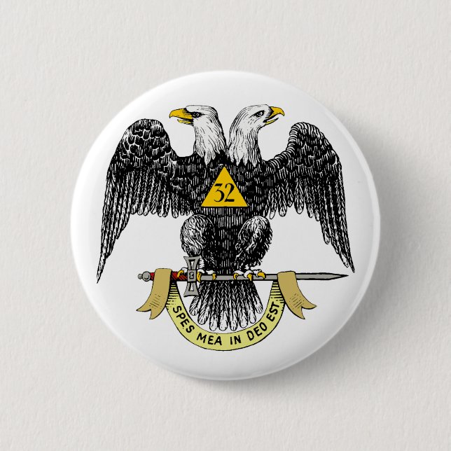 32nd Degree Scottish Rite Black Eagle 6 Cm Round Badge (Front)