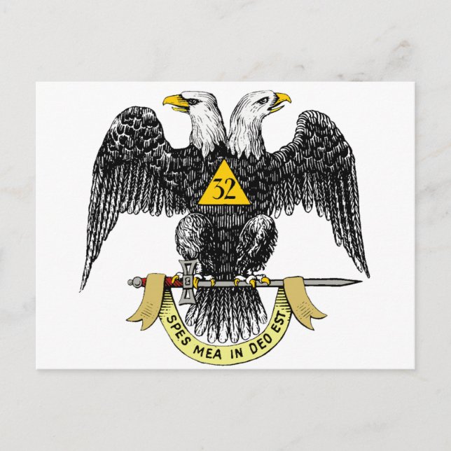 32nd Degree Scottish Rite Black Eagle Postcard (Front)