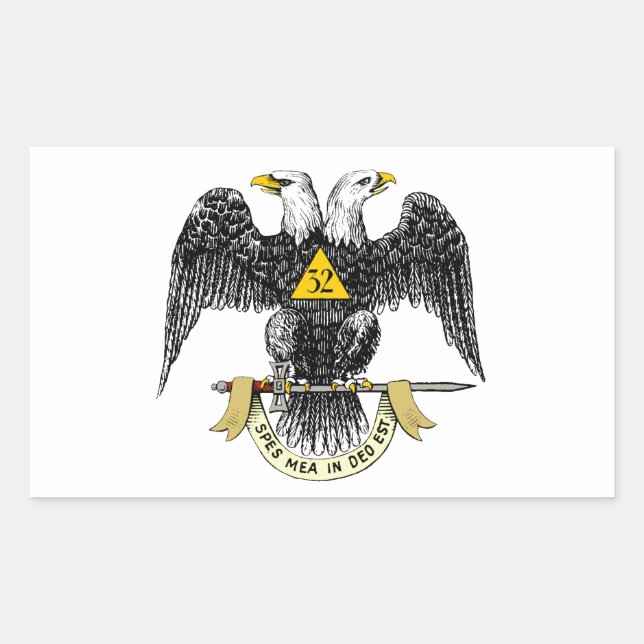 32nd Degree Scottish Rite Black Eagle Rectangular Sticker (Front)