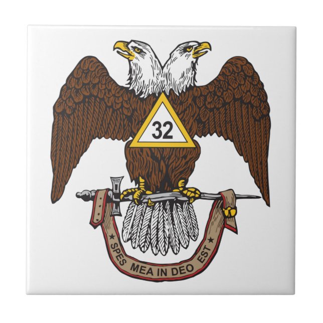 32nd Degree Scottish Rite Brown Eagle Ceramic Tile (Front)