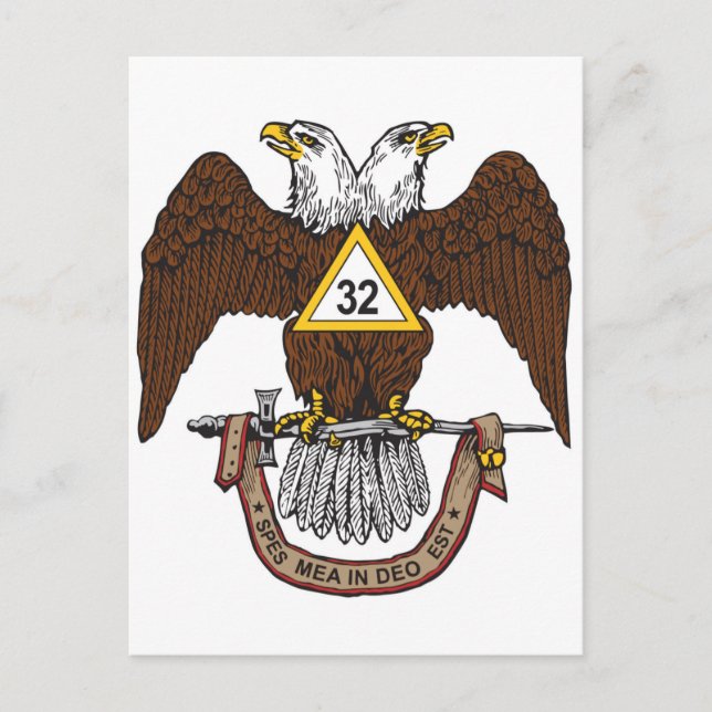 32nd Degree Scottish Rite Brown Eagle Postcard (Front)