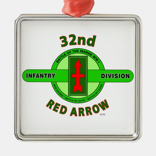 32ND INFANTRY DIVISION "RED ARROW" METAL TREE DECORATION (Front)