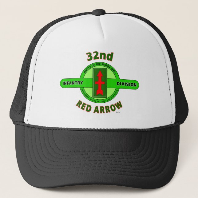 32ND INFANTRY DIVISION "RED ARROW" TRUCKER HAT (Front)
