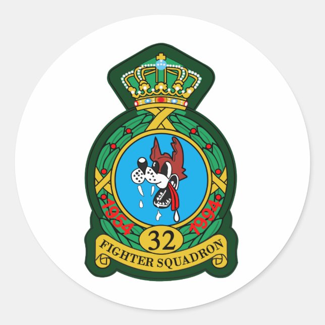 32nd (Tactical) Fighter Squadron Wolfhounds Classic Round Sticker (Front)