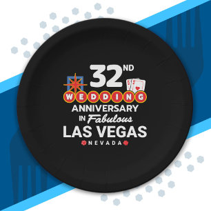 32nd Wedding Anniversary Couples Las Vegas Trip Paper Plate
