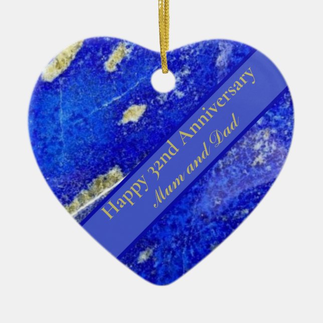 32nd Wedding Anniversary editable  Ceramic Ornament (Front)