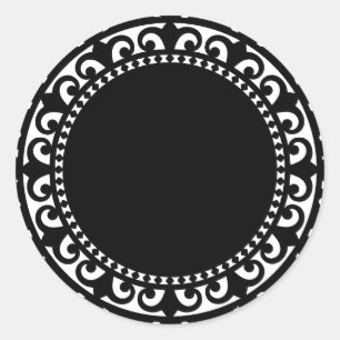 3332__doily-shape-1 BLACK WHITE CIRCLE SHAPES DOIL Classic Round Sticker