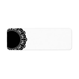 3332__doily-shape-1 BLACK WHITE CIRCLE SHAPES DOIL Return Address Label