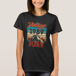 33 Birthday  Vintage July 1989 Retro Sunset T-Shirt
