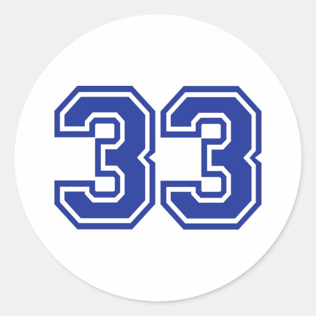 33 - number classic round sticker (Front)
