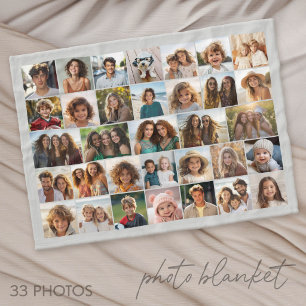 33 Photo Collage - Grid on Colour Background Fleece Blanket