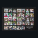 33 Photo Collage Grid - Text box - black white Faux Canvas Print<br><div class="desc">Use 33 SQUARE photos to create a personal photo collage. This modern, clean layout includes a text block in a san serif font to add a family name or a name. The background colour can be changed in the customise area. ***For best results for this multi photo layout - crop...</div>