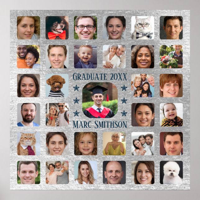   33 Photos to Personalise Graduation Party Square Poster (Front)