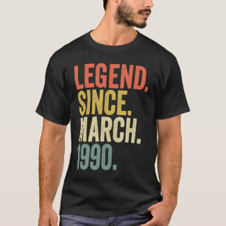33 Year Old 33rd Birthday Legend Since March 1990 T-Shirt