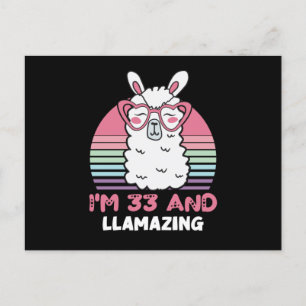 33 Year Old Bday Llamazing 33rd Birthday Llama Postcard