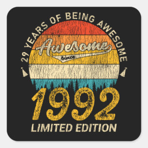 33 Year Old Bday Retro Awesome 33rd Birthday Gift Square Sticker