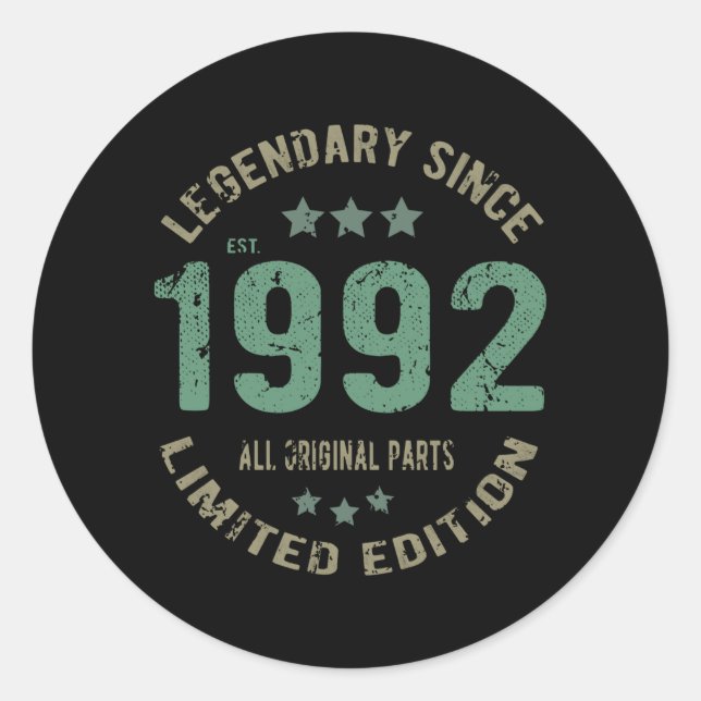33 Year Old Birthday Legend 33rd Birthday Gift Classic Round Sticker (Front)