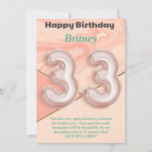 33 year old girls Happy Birthday card