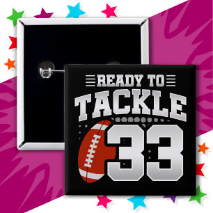 33 Year Old Tackle Football Party 33rd Birthday 15 Cm Square Badge