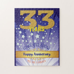 33 Year Recovery Anniversary Bold Numeral Jigsaw Puzzle