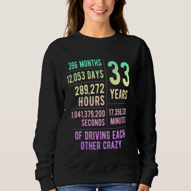 33 Years Married Funny 33rd Wedding Anniversary Sweatshirt (Front)