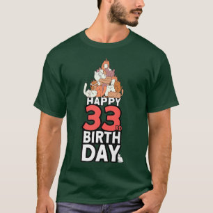 33 Years Old Cat Owner Cat Lover 33rd Birthday T-Shirt