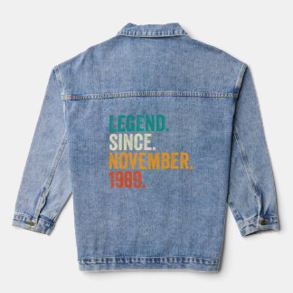 33 Years Old  Legend Since November 1989 33rd Birt Denim Jacket
