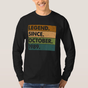 33 Years Old Legend Since October 1989 33rd Birth T-Shirt