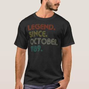 33 Years Old Legend Since October 1989 33rd Birth T-Shirt