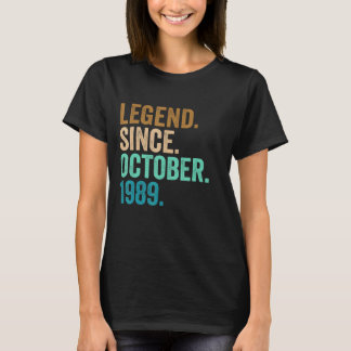 33 Years Old  Legend Since October 1989 33rd Birth T-Shirt