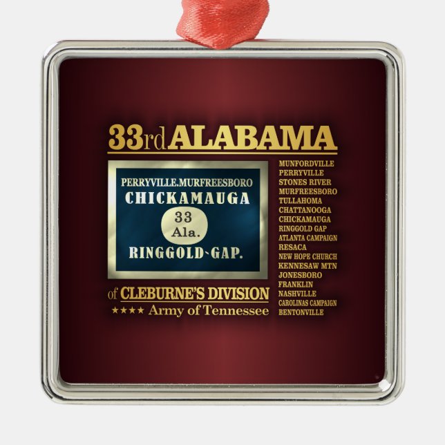 33rd Alabama Infantry (BA2) Metal Ornament (Front)
