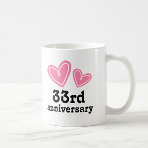 33rd Anniversary Gift Hearts Coffee Mug