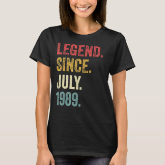 33rd Birthday 33 Years Old Legend Since July 1989 T-Shirt