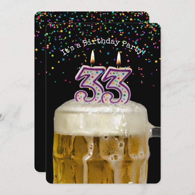 33rd Birthday Beer Party Invitation (Front/Back)