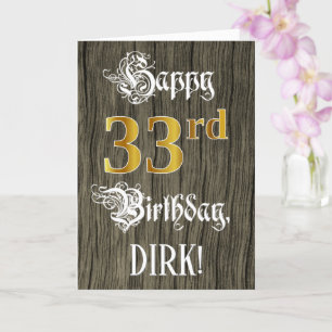 33rd Birthday: Faux Gold Look + Faux Wood Pattern Card